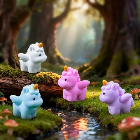 Cartoon Little Pegasus Unicorn Mini Figurine For Micro Landscape DIY Decoration Resin Desktop Ornament Cute Animal Pegasus