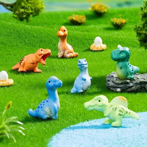 Figurines de Dinosaure en Résine de Simulation Miniature pour Ornements de Jardinage de Micro Paysage Modèles d'Animaux de Dessin Animé