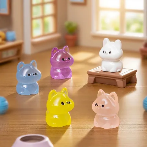 Mini Luminous Resin Sitting Puppy Figurines Colorful Glow In The Dark Dog Micro Landscape Ornaments DIY Dollhouse Accessories Desktop Decoration