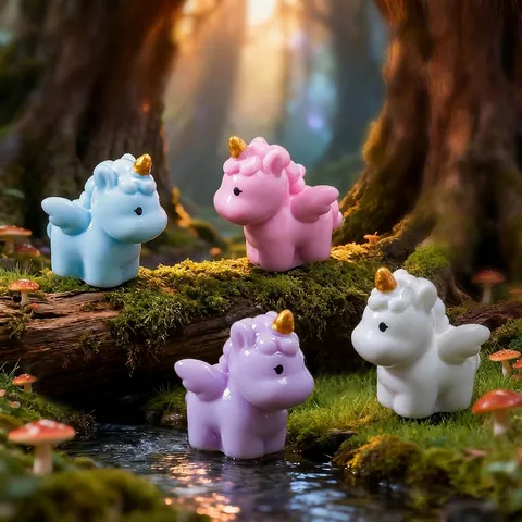 Cartoon Little Pegasus Unicorn Mini Figurine For Micro Landscape DIY Decoration Resin Desktop Ornament Cute Animal Pegasus
