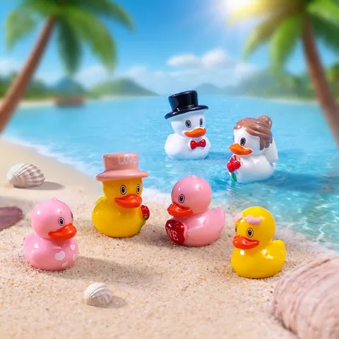 Resin Mini Wedding Couple Duck Figurines DIY Micro Landscape Ornaments Cute Duck Figures Desktop Decoration Valentine Gift Crafts