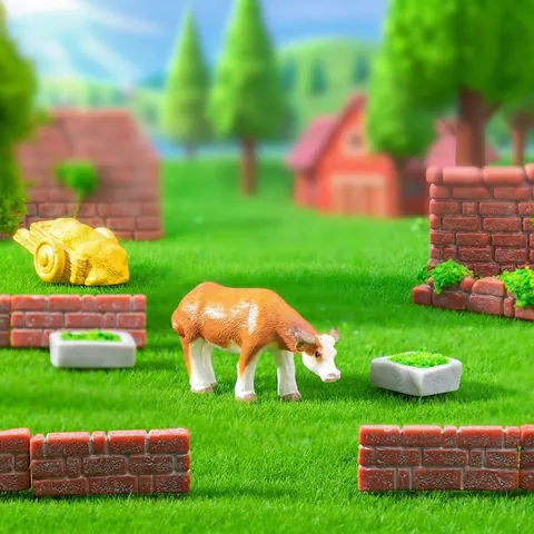 Miniature Farm Landscape Accessories Resin Brick Wall Fence Series Cow Trough Model DIY Eco Bottle Moss Terrarium Home Decor