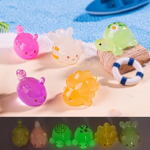 Luminous Resin Sea Turtle Nudibranch Figurines For Micro Landscape Beach DIY Decoration Craft Garden Home Desk Ornaments