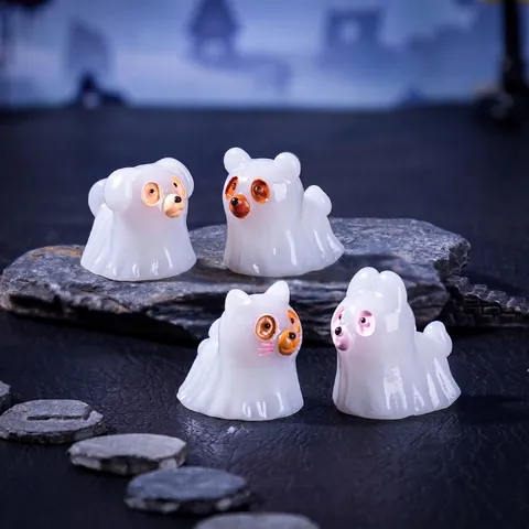 Halloween Cane Fantasma Statuine in Miniatura Fluorescenti Resina Animali Cartoni Animati Micro Paesaggio Fai da Te Ornamenti