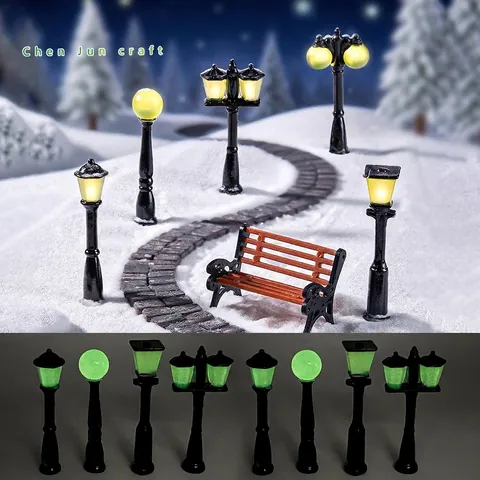 Mini Miniature Micro Landscape Street Light Model Retro Glowing Street Lamp Ornaments For DIY Fairy Garden Terrarium Eco Bottle Desktop Decoration