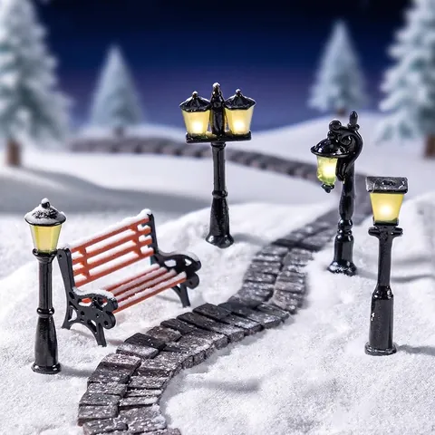 Mini Miniature Micro Landscape Street Light Model Retro Glowing Street Lamp Ornaments For DIY Fairy Garden Terrarium Eco Bottle Desktop Decoration