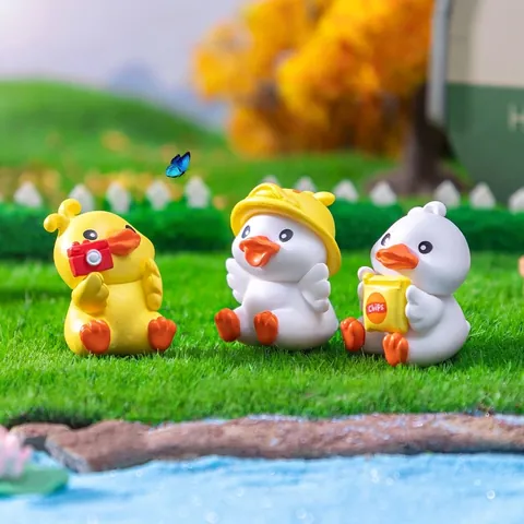 Miniature PVC Cartoon Duck Figurine Micro Landscape Ornament for Gardening Car Interior Decoration Cute Animal Statue