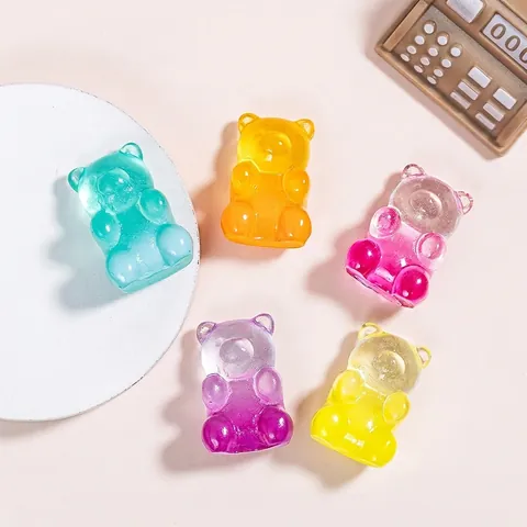 Figura De Mini Oso De Resina Degradado Oso De Colores Translúcido Decoración Para Manualidades DIY Micro Paisaje Escritorio