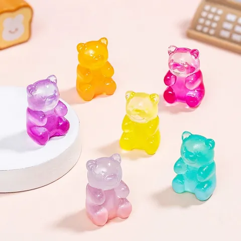 Figura De Mini Oso De Resina Degradado Oso De Colores Translúcido Decoración Para Manualidades DIY Micro Paisaje Escritorio