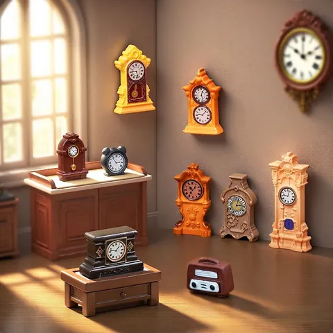 Modèle d'Horloge en Résine Miniature Vintage Accessoires de Micro Paysage Exquis Petit Ornement de Bureau pour Maison de Poupée