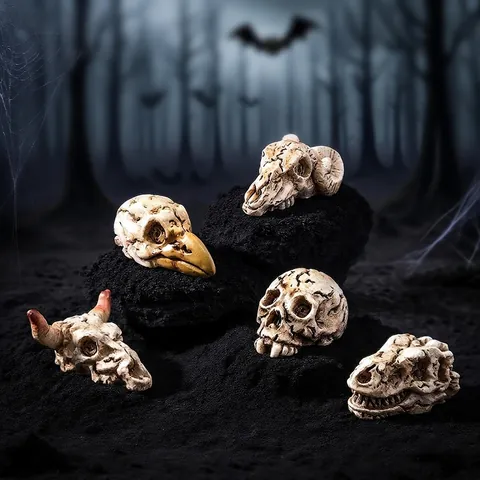 Gothic Miniature Resin Animal Skull Ornaments Crow Sheep Dinosaur Human Skeleton Model For DIY Eco-Bottle Micro Landscape Decoration