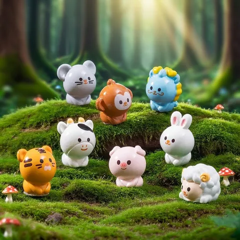 Simpatici Ornamenti in Resina Miniatura dei Dodici Animali dello Zodiaco per Decorazione Micro Paesaggio Scrivania Auto