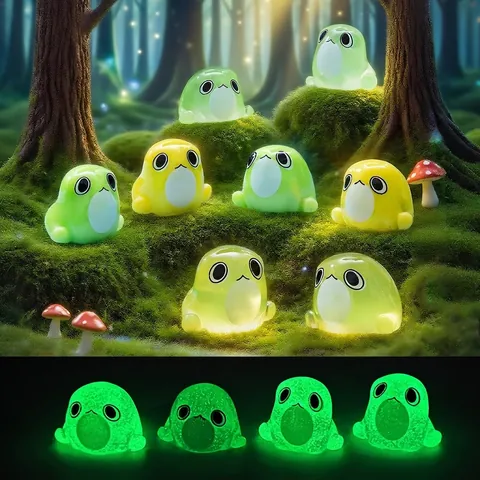 Luminous Resin Frog Miniatures For Micro Landscape DIY Fairy Garden Decor Glow In The Dark Animal Figurines Home Table Ornament