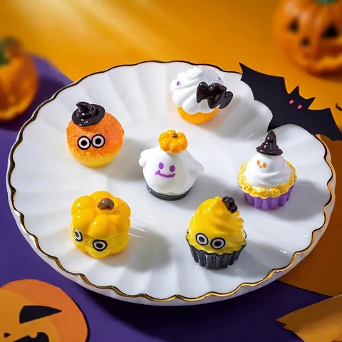 Halloween Miniature Resin Pumpkin Ghost Dessert Ornaments Cute Micro Landscape DIY Decoration Miniature Food Toy Accessories