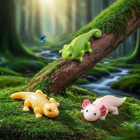 Realistic Miniature Axolotl Lizard Chameleon Resin Figurines For Micro Landscape DIY Decor Simulation Animal Model Home Accessories