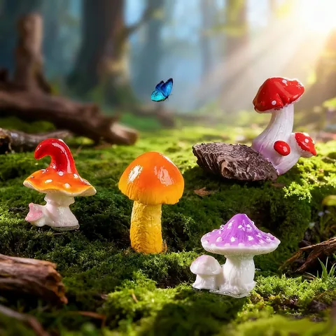 Miniature di Funghi in Resina per Micro Paesaggio di Muschio Accessori da Giardino delle Fate Decorazione Simulazione Funghi