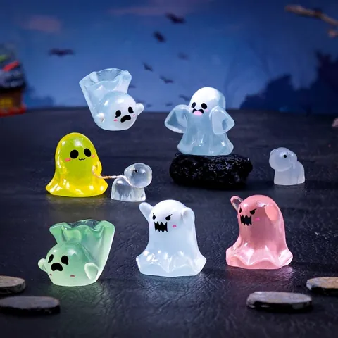 Lichtgevende Hars Geest Miniatuur Figuren Halloween Decor DIY Micro Landschap Cartoon Kleine Geest Speelgoed Tuin Tafel