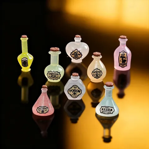 Luminous Miniature Magic Potion Bottle Resin Ornament For Dollhouse DIY Desktop Decoration Vintage Fantasy Style Mini Jar