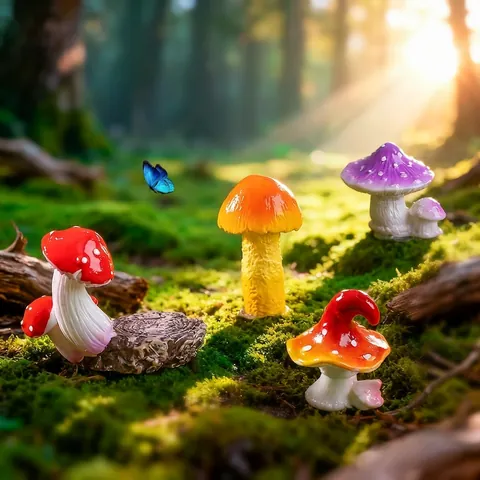 Miniature di Funghi in Resina per Micro Paesaggio di Muschio Accessori da Giardino delle Fate Decorazione Simulazione Funghi