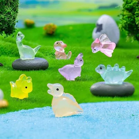 Mini Luminous Resin Dinosaur Figurines Glow In The Dark Tyrannosaurus Stegosaurus Micro Landscape DIY Ornament Home Decor