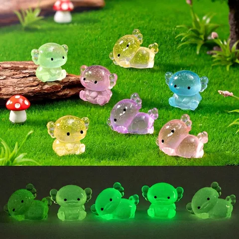 Mini Luminous Axolotl Resin Figurine With Fine Glitter Decoration For DIY Micro Landscape Home Desktop Ornament Night Light Axolotl