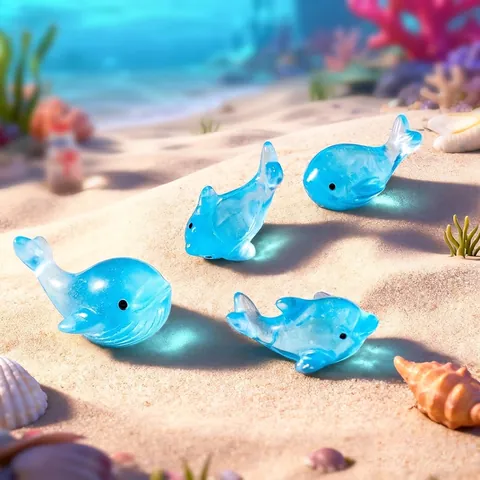 Figurines Miniatures de Dauphin et Baleine en Résine Bleue pour Micro Paysage Décoration de Bureau Accessoires DIY Océan
