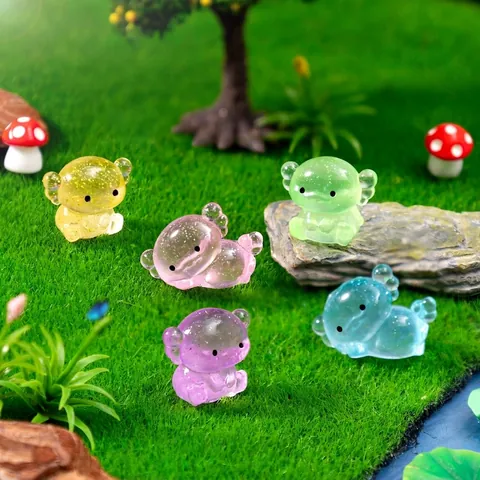 Mini Luminous Axolotl Resin Figurine With Fine Glitter Decoration For DIY Micro Landscape Home Desktop Ornament Night Light Axolotl