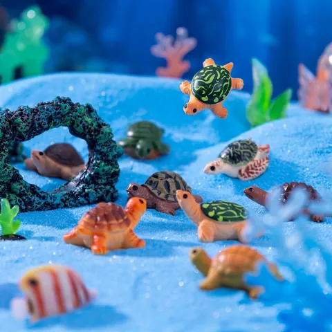Miniature Realistic Resin Turtle Figurine For Aquarium Landscaping DIY Micro Landscape Decor Desktop Ornament Fish Tank Accessories