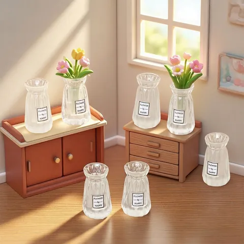 Miniature Resin Vase Dollhouse Accessories DIY Micro Landscape Desktop Ornament Simple Transparent Illustration Bottle