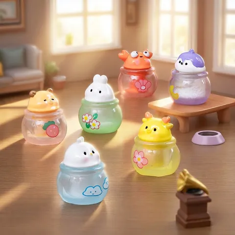 Kawaii Miniature Animal Ice Cup Resin Figurines For Dollhouse DIY Desktop Car Decoration Rabbit Cat Capybara Mini Statues