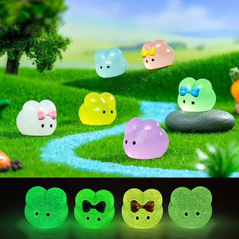 Luminous Resin Bunny Miniature Figurine Glow In The Dark Rabbit Ornament For DIY Micro Landscape Garden Decor Home Accessory