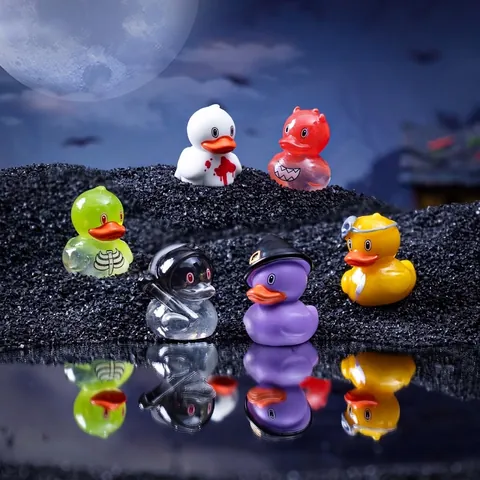Halloween Mini Resin Yellow Duck Figurines Micro Landscape Ghost Devil Zombie Witch Duck Ornaments DIY Accessories Desktop Decor