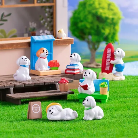 Miniature Dog Figurines Resin Micro Landscape Accessories DIY Fairy Garden Decor Cartoon Puppy Animal Statues Desktop Ornaments