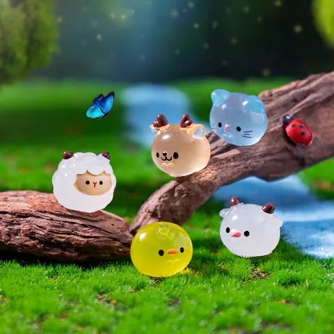Mini Figurines d'Animaux en Résine Lumineuse pour Décoration de Jardin Micro Paysage Mignonnes Petites Figurines Tuan Tuan Accessoires