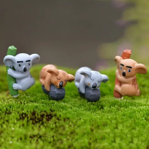 Adorno de Micropaisaje de Musgo de Koala Travieso Figurita en Miniatura de PVC para Plantas en Maceta Decoración de Jardín DIY