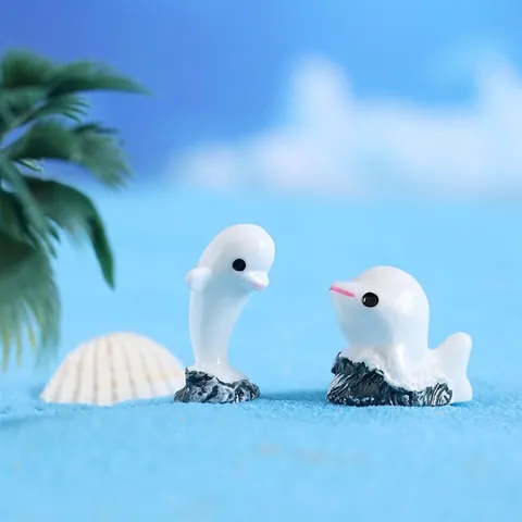 Style Méditerranéen Mini Figurine de Dauphin Blanc en Résine Décoration d'aquarium de Micro Paysage Ornement Animal Zakka