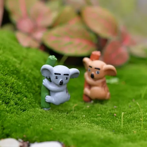 Adorno de Micropaisaje de Musgo de Koala Travieso Figurita en Miniatura de PVC para Plantas en Maceta Decoración de Jardín DIY