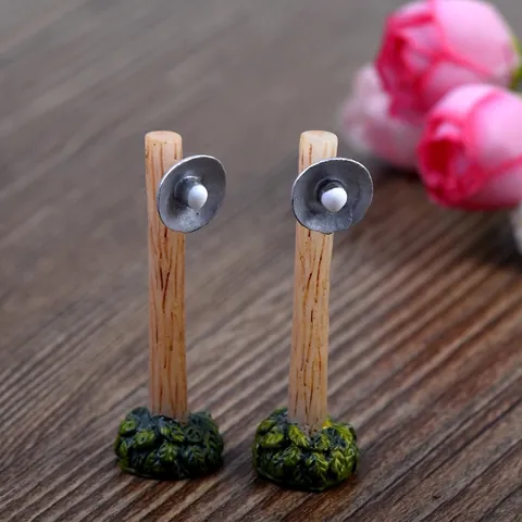 Miniature Rural Street Lamp Ornament Resin Simulation Micro Landscape Fairy Garden Decor Retro Pastoral Home Decoration