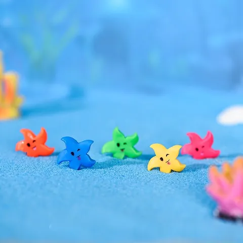 Mini Ornements en Résine Étoile de Mer Expressions Mignonnes Décoration Micro Paysage Accessoires de Bricolage DIY Décor d'Aquarium