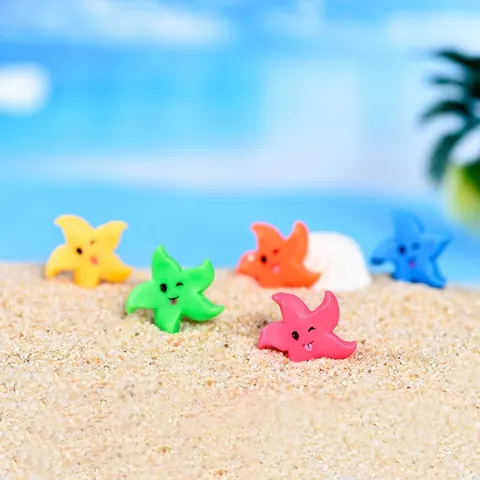 Mini Ornements en Résine Étoile de Mer Expressions Mignonnes Décoration Micro Paysage Accessoires de Bricolage DIY Décor d'Aquarium