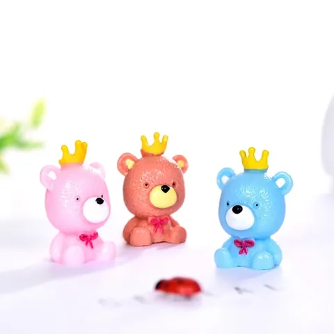 Figurine Mignonne Ours Couronne Résine Cartoon Micro Paysage Artisanat Bureau Voiture Intérieur Décor DIY Ornement Cadeau