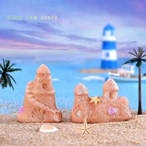 Style Méditerranéen Résine Château de Sable Sculpture Miniature Ornement Pour Aquarium Aménagement Paysager Décoration de Bureau