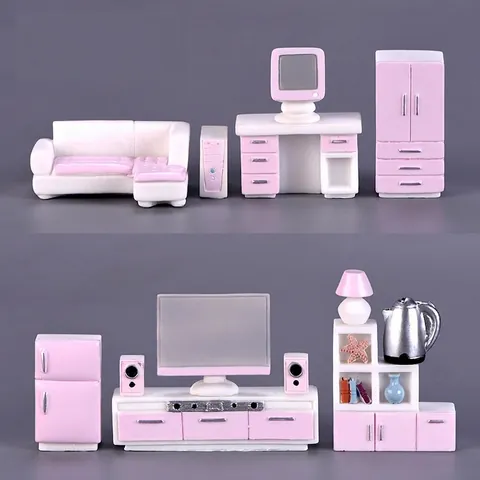 Modern Pink White Miniature Furniture Resin Ornament For Dollhouse Micro Landscape Desk Decoration Home Furniture Model