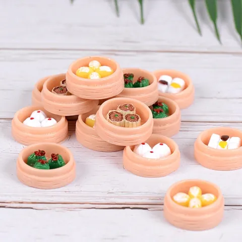 Miniatur Dim Sum Gedämpftes Brötchen Harz Ornament Simulation Lebensmittelmodell Für Mikrolandschaft Feengarten Schreibtisch Deko Geschenk