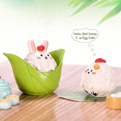 Cute Cartoon Zongzi Dragon Boat Festival Miniature Resin Ornaments For Home Office Desk Micro Landscape Figurines Gift