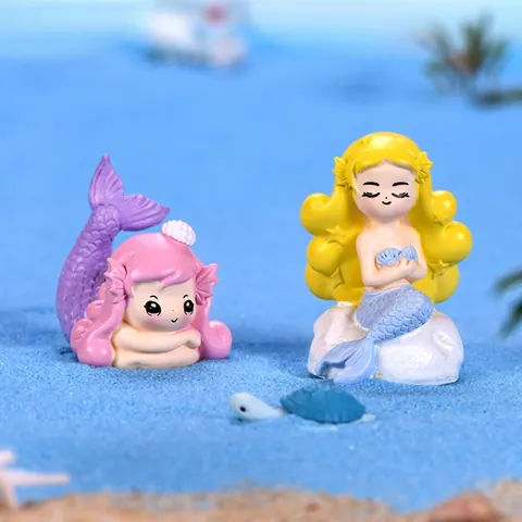 Cartoon Resin Mermaid Miniature Figurine Micro Landscape Gardening Ornament Ocean Style Aquarium Fish Tank DIY Craft Decor For Ecological Bottle Home Desk Decoration