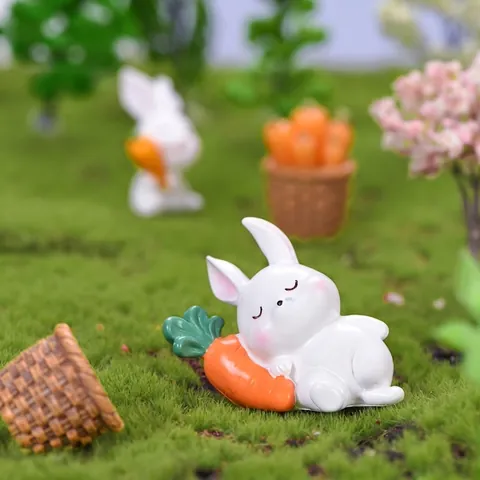 Cute Sleepy Animals Micro Landscape Ornaments Resin Miniature Cartoon Pig Rabbit Dog Cat Deer Figurine For DIY Bonsai Decor