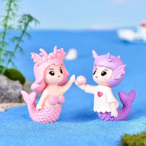 Mermaid Couple Micro Landscape Ornaments PVC DIY Bonsai Succulent Accessories Creative Fish Tank Decor Statues Home Decor