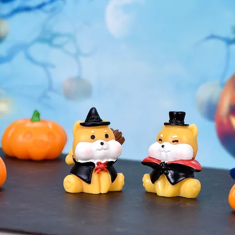 Halloween Micro Landscape Mini Resin Ornaments Pumpkin Ghost Witch Rabbit Bat Mummy Figurines Home Garden Desktop Decorations