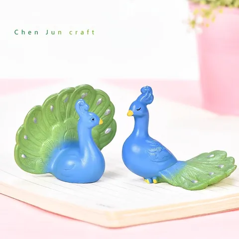 Figurita de Pavo Real en Resina Miniatura Micro Paisaje DIY Bonsái Jardín Ornamento Estatua de Animal Artificial
